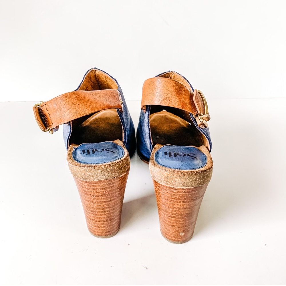 Sofft Blue and Tan Heeled Sandals - Picture 12 of 16